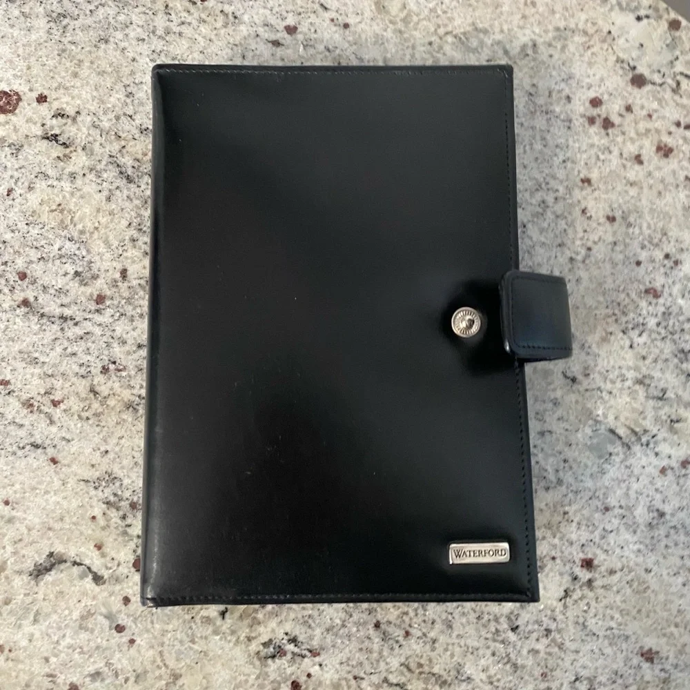 Waterford black leather refillable agenda book